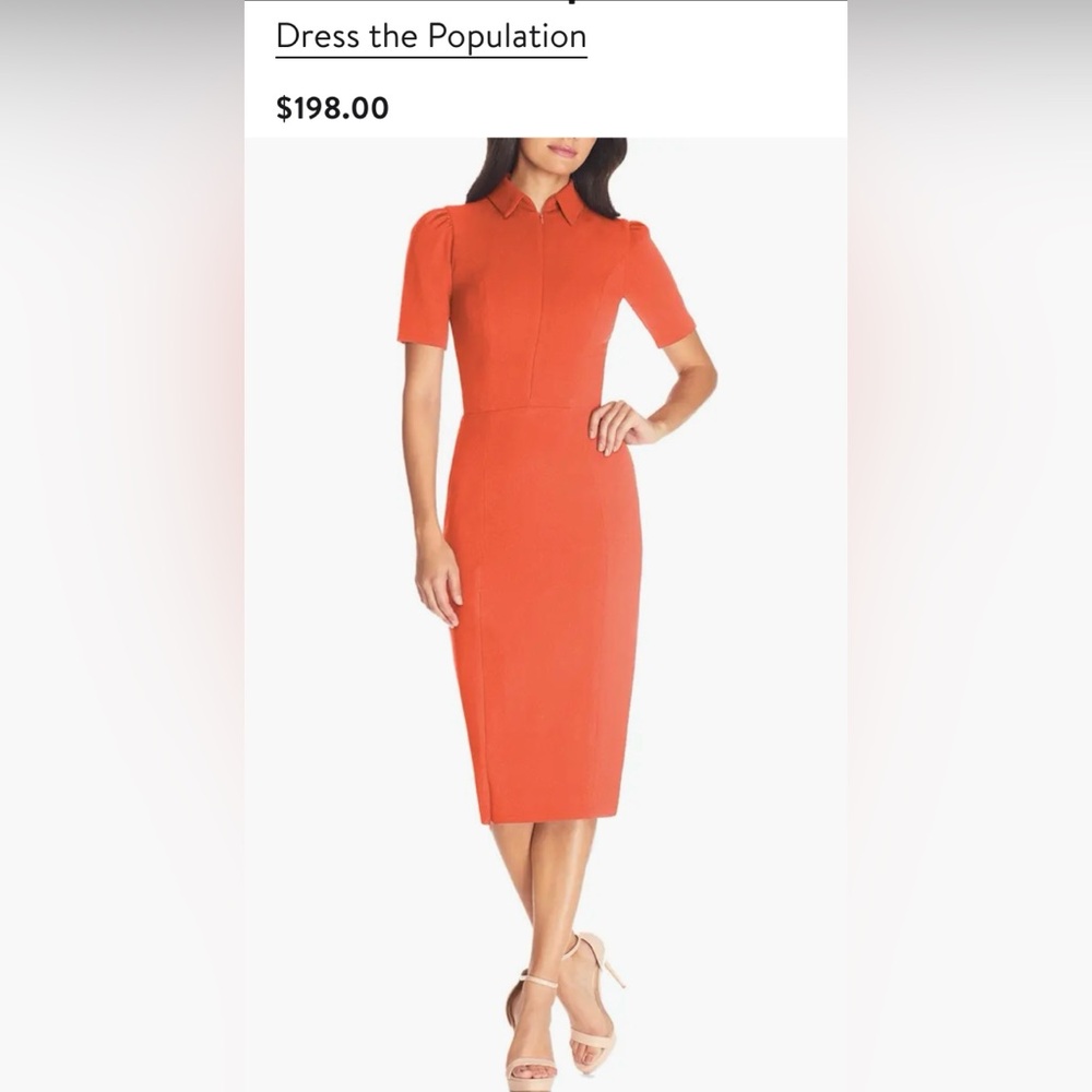 Dress the population Gloria front zip sheath dress